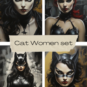 Cat women  acrylic art for canvas print or T shirt